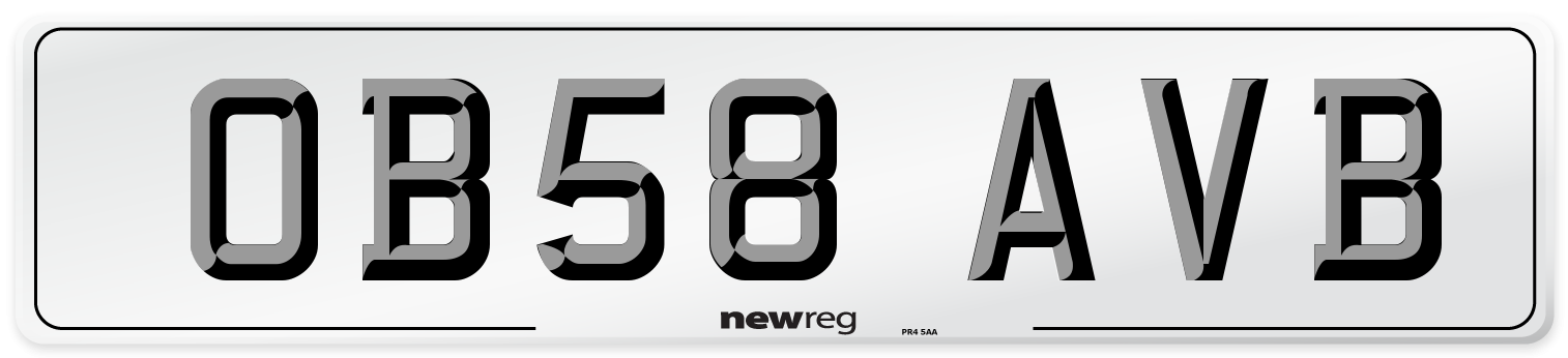 OB58 AVB Number Plate from New Reg